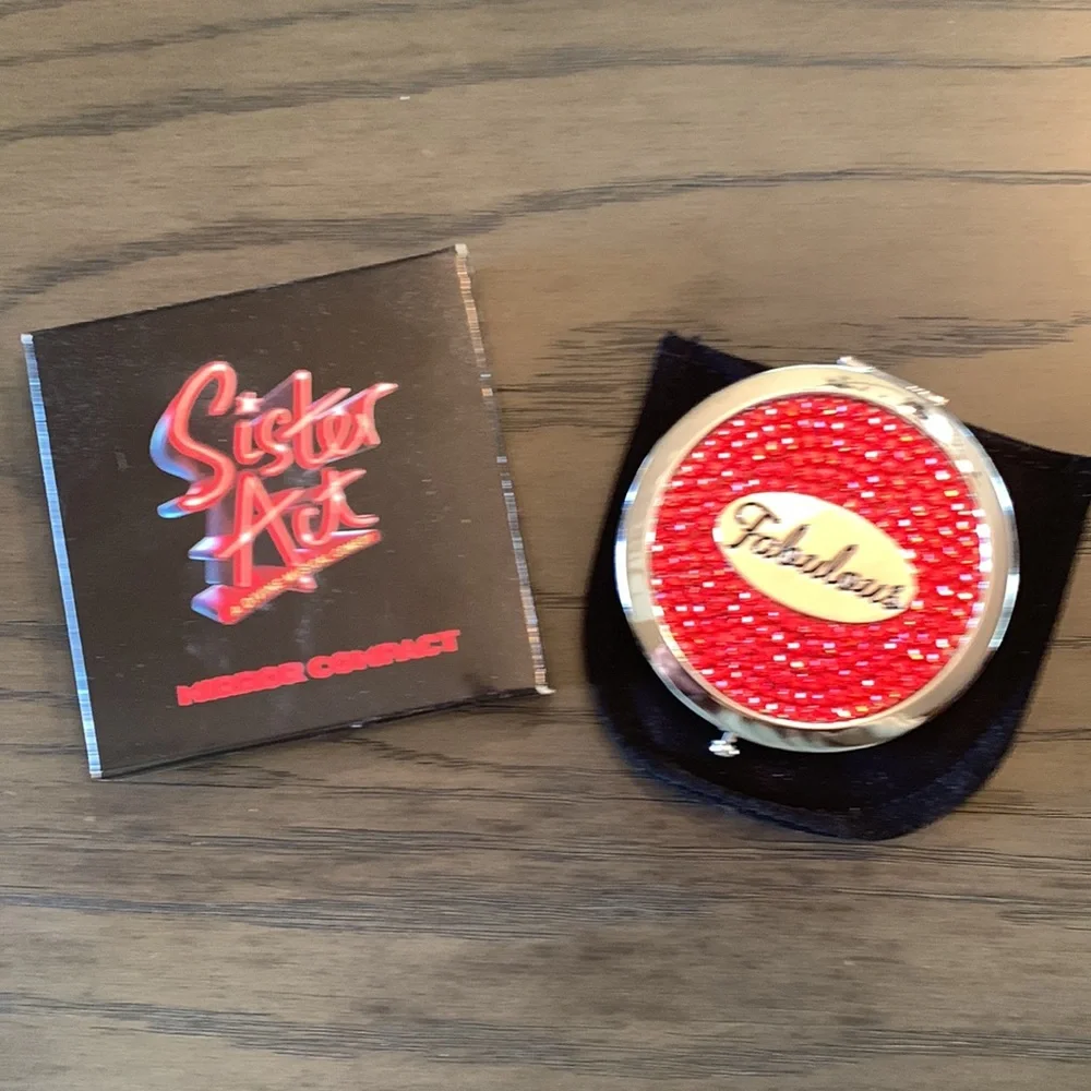 Sister Act Fabulous Mirror Compact with Red Rhinestones